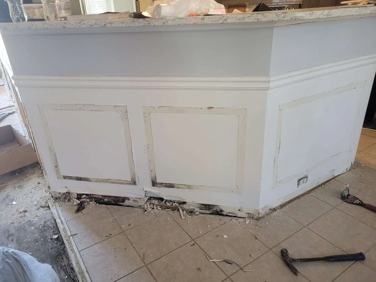 Water damage and mold on kitchen during Storm Damage Restoration in Sylvester